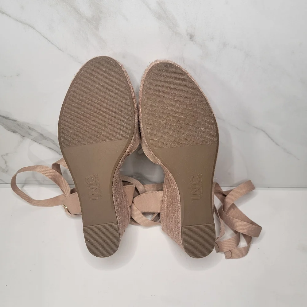 I.N.C. |Maise Almond Toe Nude Espadrille Wedge Platform strappy sandals Size 8.5
